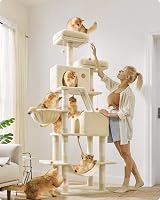 Feandrea Cat Tree 206 cm Large Tower with 13 Scratching Posts Beige PCT190M01V1 view 2