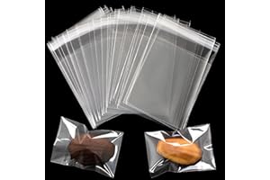 100 Pcs Self Sealing Cellophane Bags 3.94 x 5.91 Inches - Clear Sealable Treat Bags for Cookies, Candy, Packaging, and Gifts