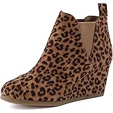 Dunes Women's Zoey Wedge Bootie, Soft Vegan Suede, Easy Slip-On Design, Memory Foam, Wide Widths Available