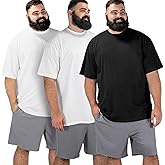 BRISIRA Big and Tall Shirts for Men Undershirts XL-6XL Lightweight Casual Tee Breathable Soft Short Sleeve T-Shirts Crew Neck