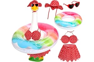 GANSHAYA 5Pcs Hawaiian Goose Outfit Lawn Bikini PorchGoose Clothes for Spring Summer Yard Lawn Outdoor Decoration (Red)