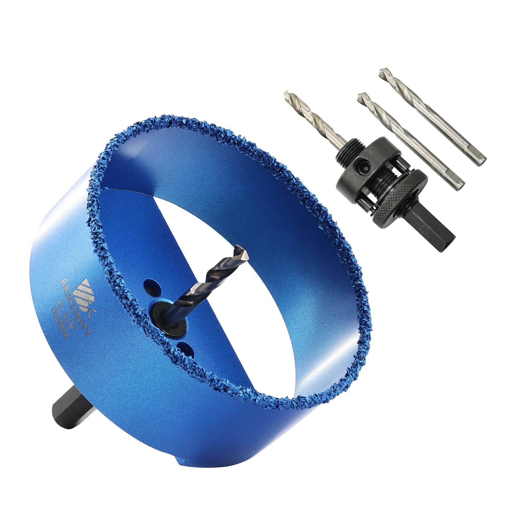 Recessed Light Carbide Grit Hole Saw 4-3/8"" - BRSCHNITT Fast Cutting in Wood, MDF Drywall, Lath & Plaster, Hardi Board. "