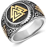 HZMAN Norse Viking Valknut Ring for Men Stainless Steel Vintage Odin Symbol Warrior Amulet Ring
