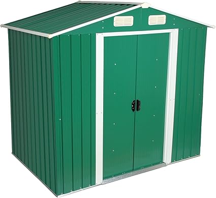 Zelsius Gerateschuppen Mit Schiebetur B 204 X T 131 X H 186 Cm Geraumiges Gartengeratehaus Mit Fundament Metall Geratehaus Mit Satteldach Gartenhaus Gerateschrank Fur Garten Grun Amazon De Garten