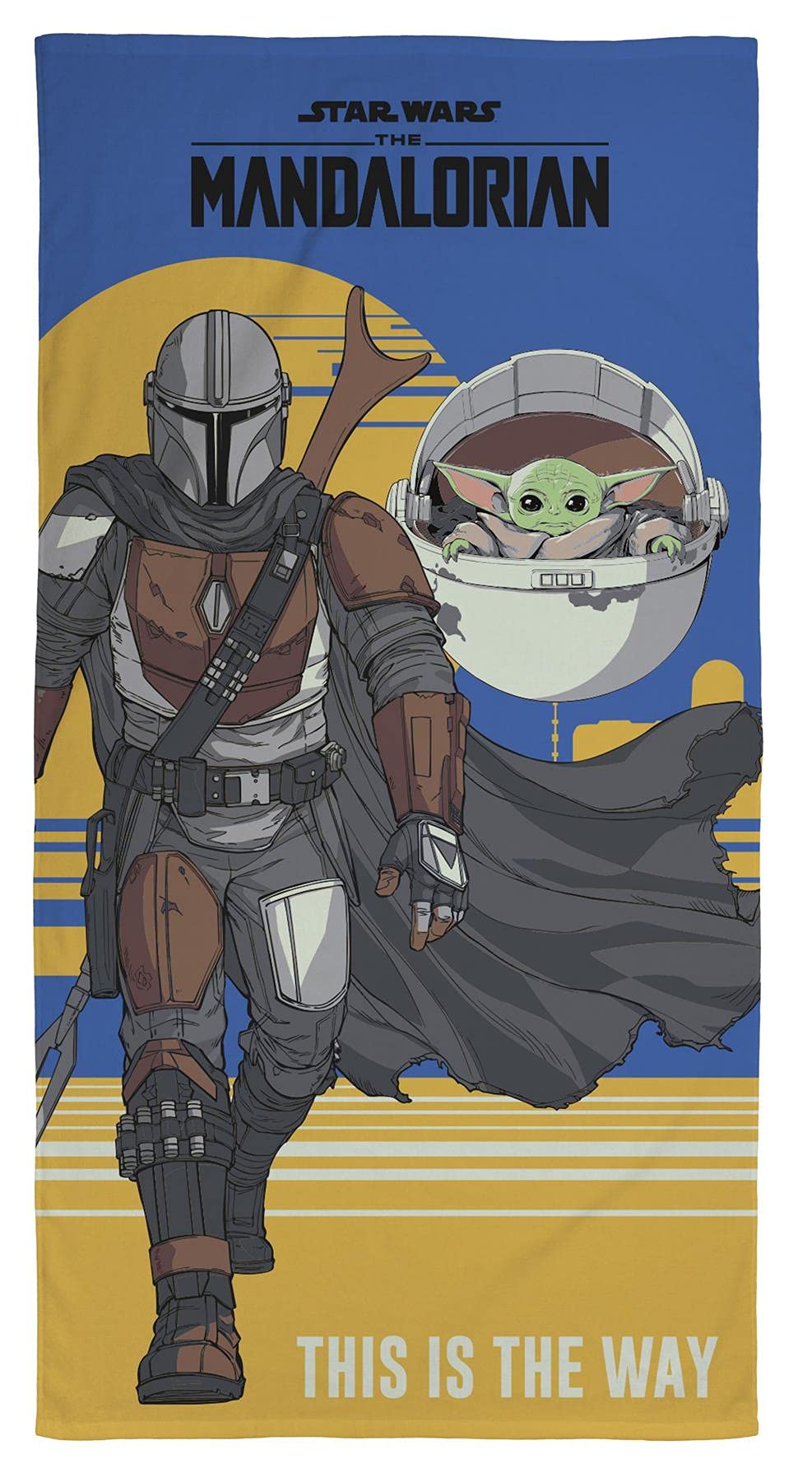 The Mandalorian Beach Towel | Star Wars This is the Way Mando Design | Super Soft Feel 100% Cotton | Perfect for The Home, Beach & Swimming Pool, 140 x 70cm