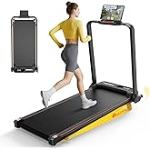 Portable Walking Pad with Handle Bar for Home & Office, 2 in 1 Folding Under Desk Treadmill with 8% Incline, 3.0HP Small Foldable Compact Treadmills Walking, 0-6.0MPH Electric Walking Machine, 265 LBS