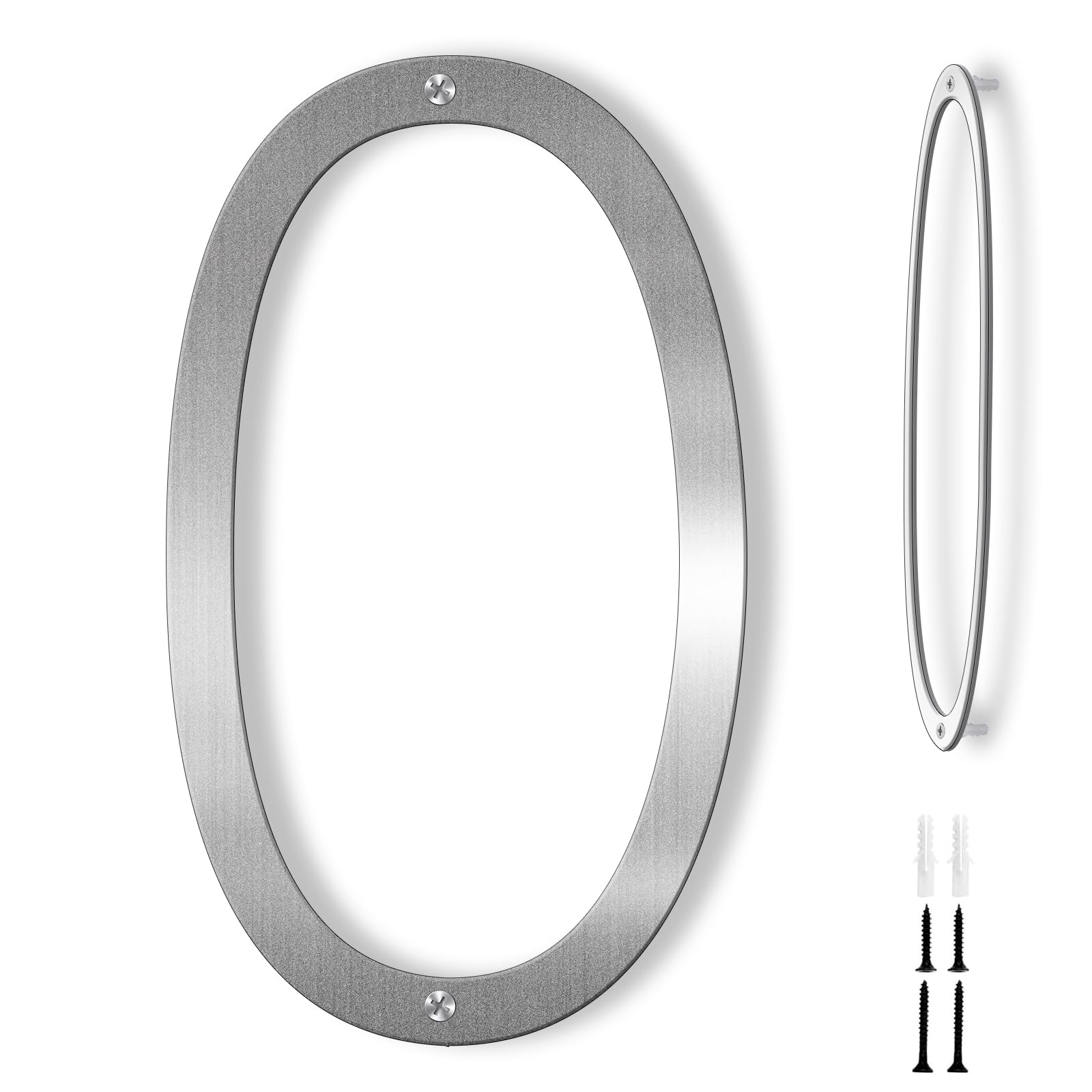Photo 1 of ziyue 12 Inches House Numbers for Outside Modern House Address Numbers Metal Floating Home Address Sign for Outdoor from 0-9(Silver 0)