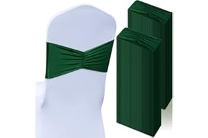 Moukeren 150 Pcs Spandex Chair Sashes Bows Bands Chair Covers Decorations Elastic Ribbon Seat Ties for Wedding Birthday Party Banquet Hotel Events Ceremony(Green)