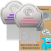 Adamson Lice Comb Duo - Stainless Steel Lice Comb for Kids x 2 - Effective Against Nits - For Thick Hair - Durable and Easy t