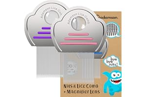 Adamson Lice Comb Duo - Stainless Steel Lice Comb for Kids x 2 - Effective Against Nits - For Thick Hair - Durable and Easy t