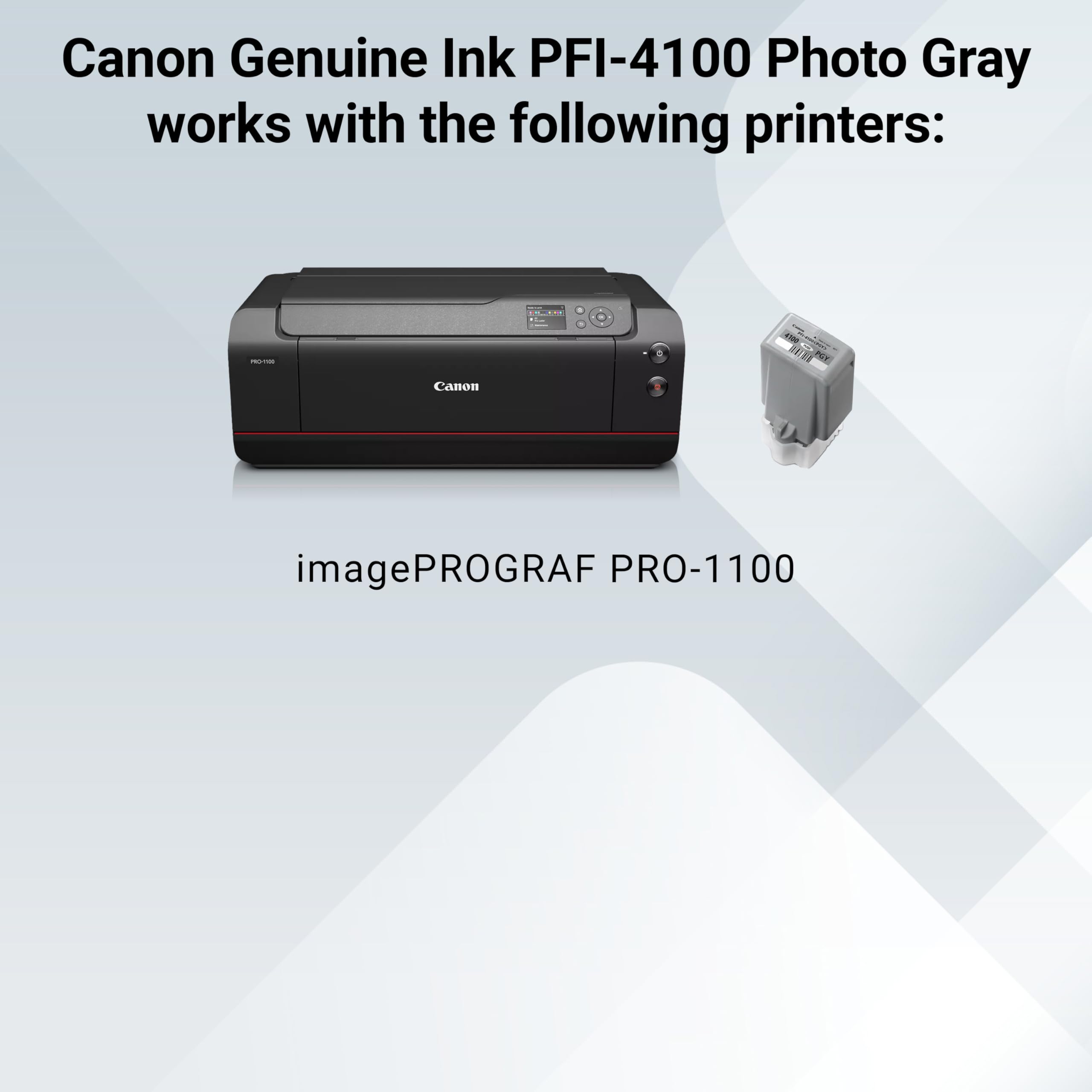 Canon PFI-4100 Genuine Photo Gray Ink Tank, Compatible with imagePROGRAF PRO-1100 Printers