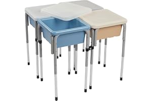 ECR4Kids 4-Station Sand and Water Adjustable Play Table, Sensory Bins, Sand/Powder Blue