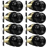 Probrico Black Door Knobs, Privacy Door Knob for Bathroom Bedroom, Interior Door Knobs with Thumb Turning Locking Button, 8 P