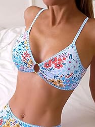 Fanuerg Women's Triangle Bikini Sets O Ring Linked