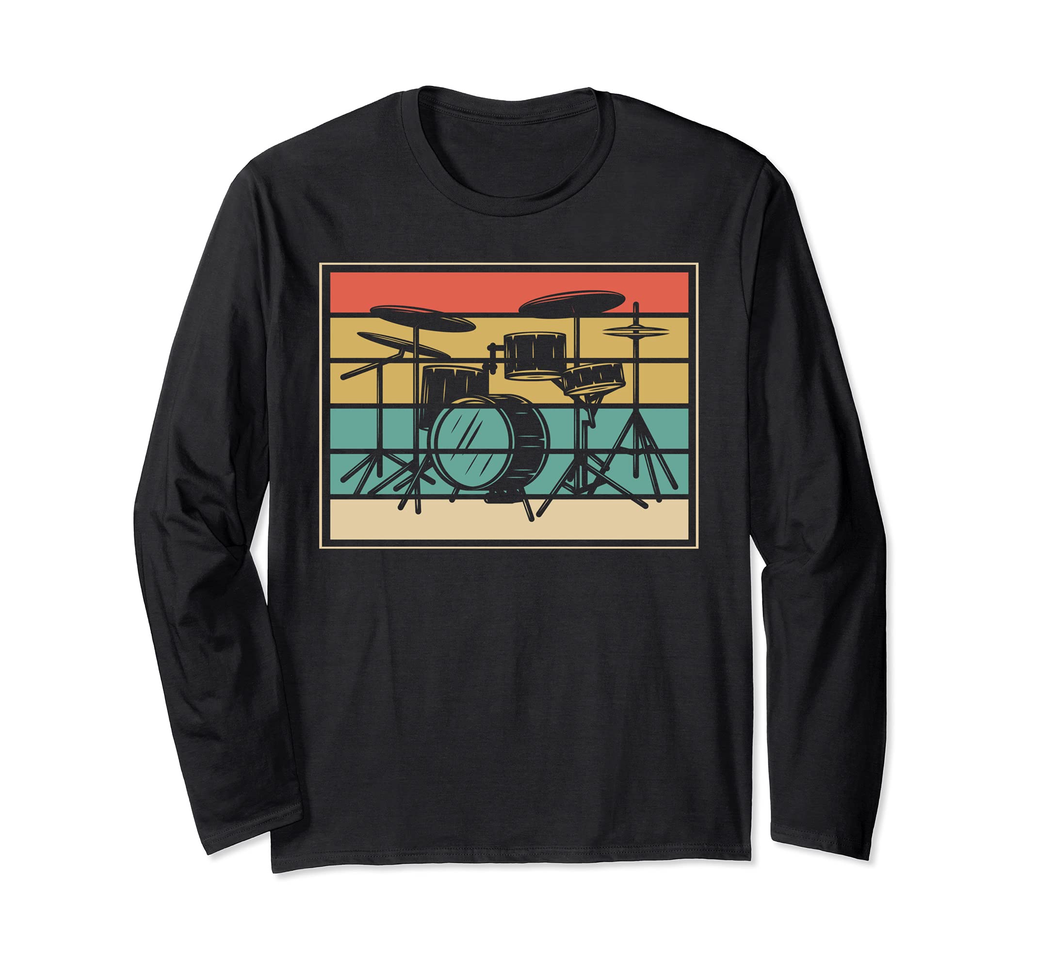 Retro Drum Set Drummer Music Percussion Drums Player Drums Long Sleeve T-Shirt