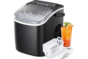 Antarctic Star Countertop Ice Maker Portable Ice Machine with Handle,Self-Cleaning Ice Makers, 26Lbs/24H, 9 Ice Cubes Ready i