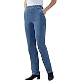 Woman Within Plus Size Straight Leg Elastic Waist Stretch Fineline Denim Jean (Petite & Tall Available)