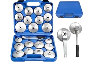 Handor Oil Filter Wrench Set, 23pcs Aluminum Alloy Cup Type Oil Filter Cap Wrench Socket Removal Tool Set, 1/2" Dr. with Carrying Case
