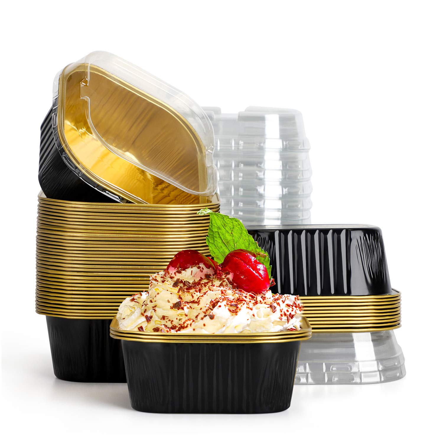 Buy Cupcake Cups with Lids, Eusoar 10oz 50pcs Disposable Desserts Flan