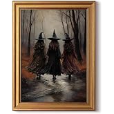 InSimSea Halloween Wall Art, Vintage Gothic Witch Picture Decor, 12x16 Inch | Spooky Forest Canvas Print, Dark Academia Fall Decor, Cottagecore Witchy Artwork for Living Room Bedroom Entryway