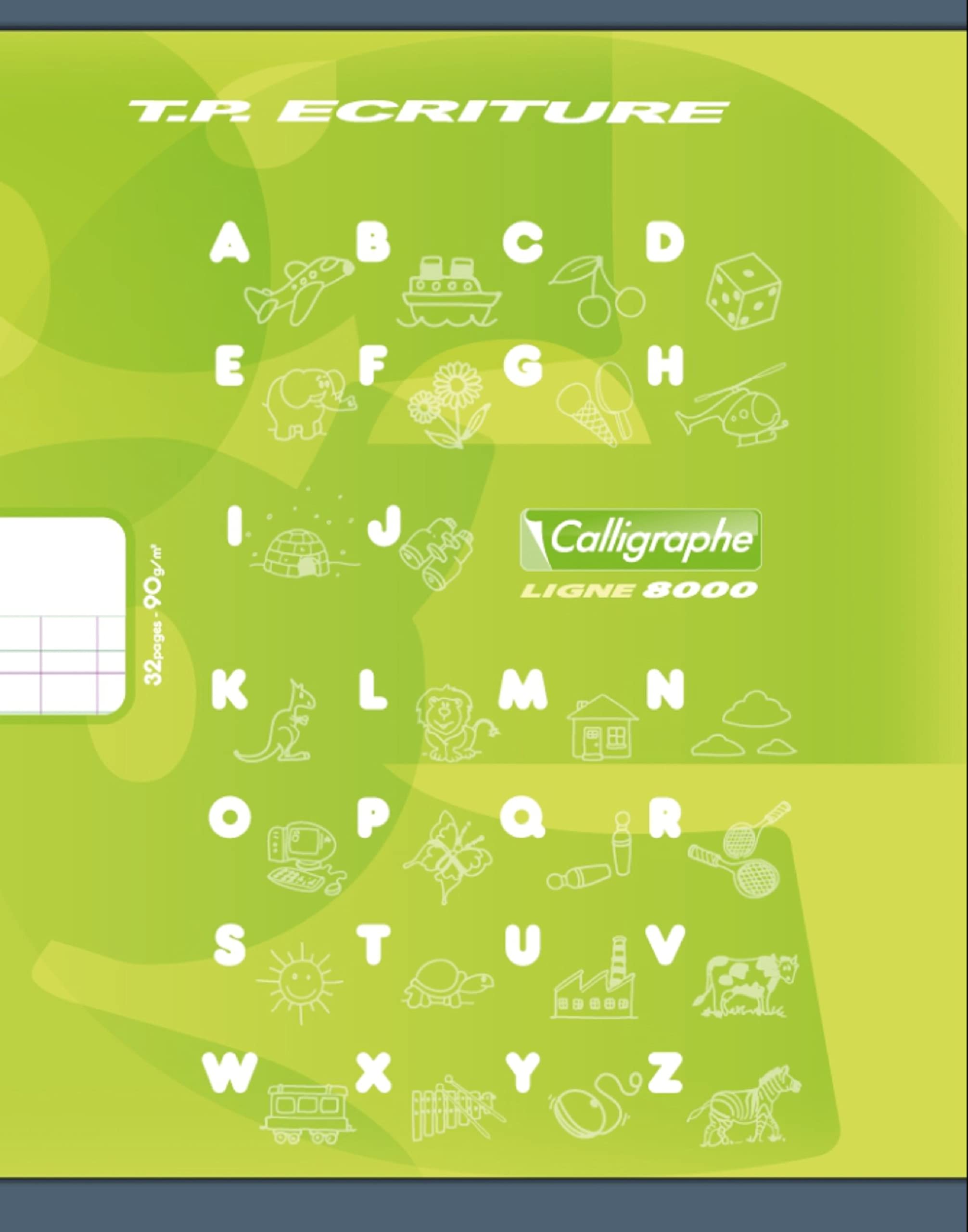 Calligraphe 108502C A Set of 20 Green Exercise Books (a Clairefontaine Brand) - 17x22cm - 32 Pages Double Line 4mm Vertical Spacing and Plain White 90 g - Card Cover