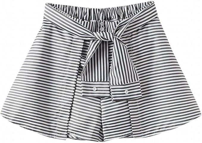 Amazon Plus Nao プラスナオ ショートパンツ 巻きスカート風 シャツ腰巻き風 ストライプ 着回し コーデ かわいい キュロット ａライン レディース ショートパンツ 通販