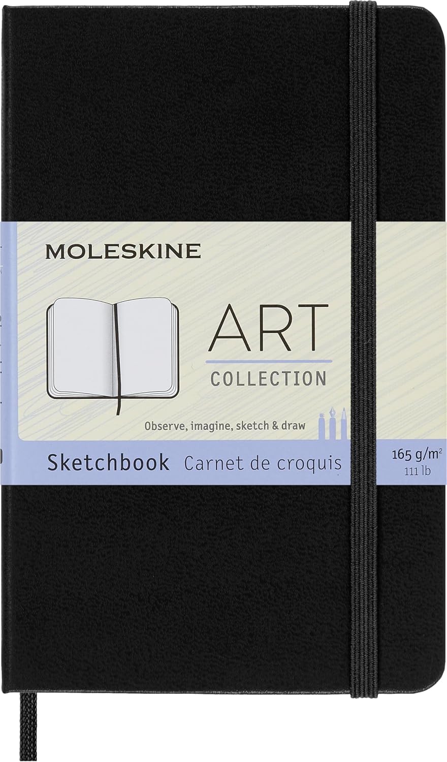 Moleskine Art Sketchbook, Drawing Album A3, Hard Cover, Paper For Watercolors, Gouache and Charcoal, Black, Pocket, 9 x 14 cm, 80 Pages