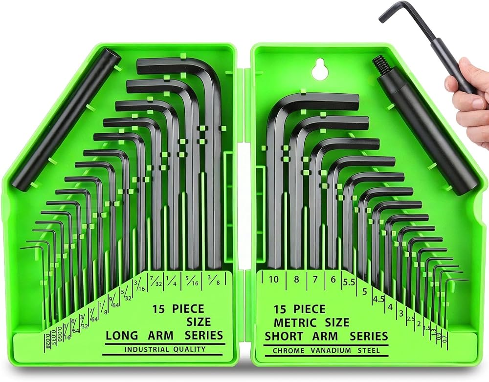 Swanlake 32-Piece Hex Key Set with Torque Handle SAE Metric in Case