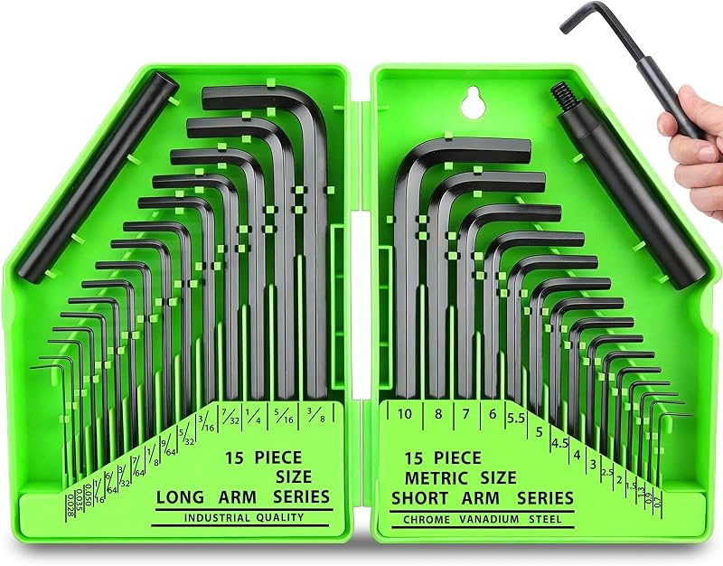 Swanlake 32-Piece Hex Key Set with Torque Handle SAE Metric in Case