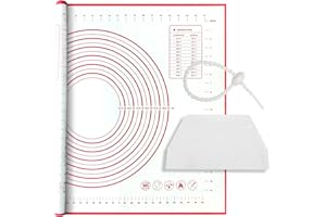Silicone Baking Mat Super Large, 32x24 inch Silicone Pastry Non Stick Kneading Mat with Cable Ties and Dough Scraper, Measure