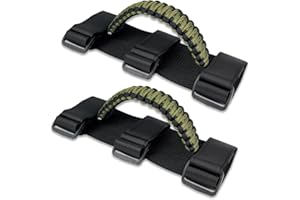 ROMASO 2 Pack UTV Grab Handles for 1.5-2 inch Bars- Roll Bar Grab Handles for UTV&ATV Compatible with Polaris RZR,Can Am,Kawasaki Mule,Honda Pioneer,Paracord Bar Handles,Black&Olive