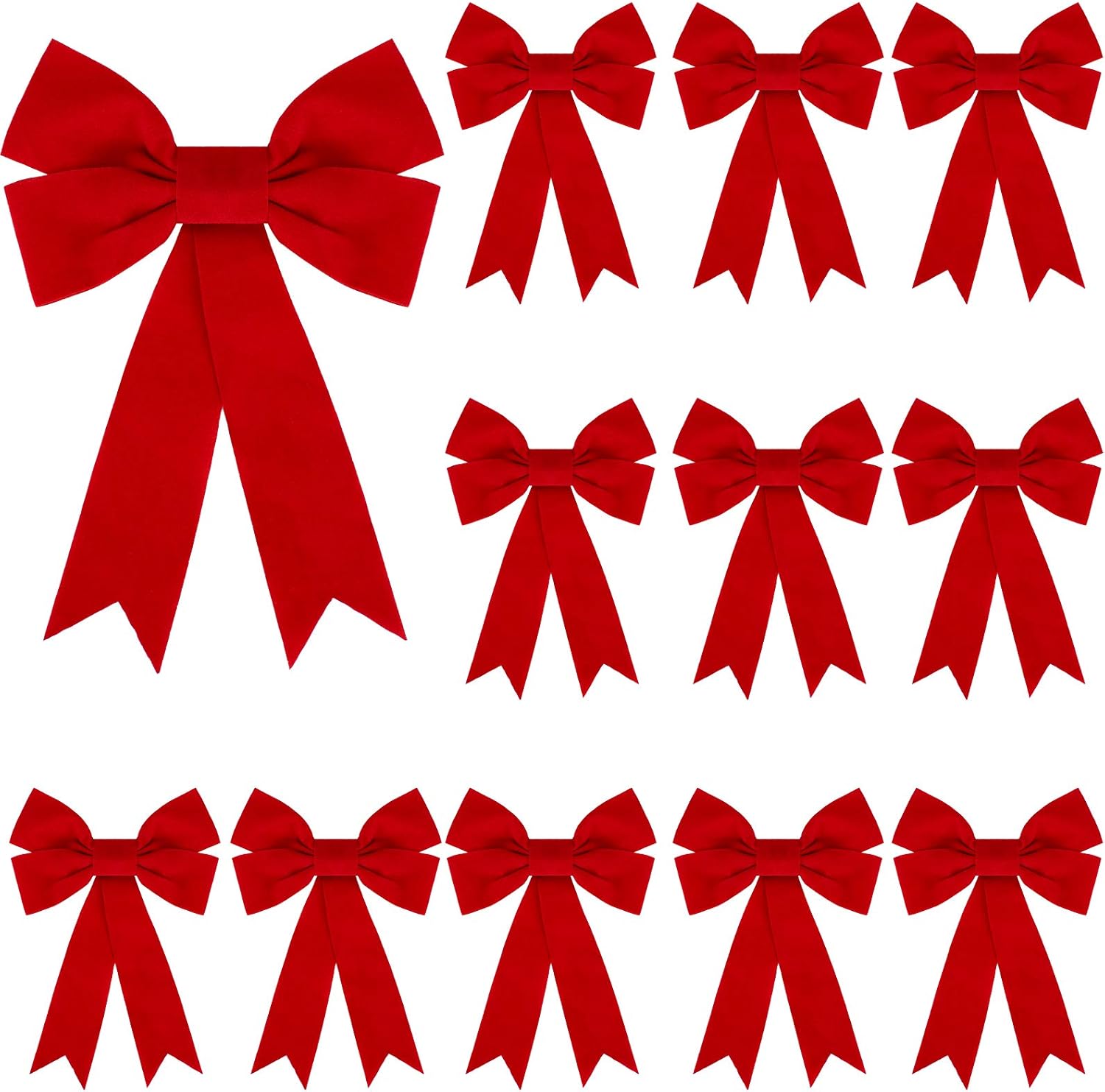 Bows & Ribbons - WILLBOND Christmas Velvet Red Bow Christmas Ornament Bow Christmas Red Bow for Christmas Tree Home Decor, 5 x 7 Inch (12)