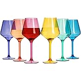 European Style Plastic Crystal, Stemmed Wine Glasses | 6 Set | Acrylic Glasses Tritan Drinkware, Unbreakable Color Shatterproof BPA-free Reusable, Outdoor, Pool Floating & Indoor, Hand Wash 15oz Gift