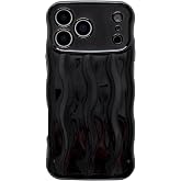 Caseative for iPhone 17 Case, Black | Water Ripple Pattern Curly Wave Frame Soft