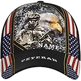 Veteran Hats for Men Women Custom Text/Name Adjustable Running Caps Printing Baseball Cap