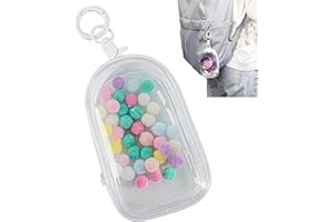 ZZFENGKR Clear Figures Display Bag, Portable Figures Storage Bag with Keychain, Mini Doll Hanging Blind Box, Single Zipper Closure Dustproof Collectibles Case for Mini Figures, Dolls (White, Semicircle)