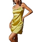 Luna & Sun Women Satin Nightgown V Neck Sleepwear Dress Slip Chemise