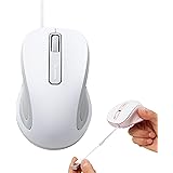 エレコム マウス 有線 Sサイズ 小型 3ボタン 静音 クリック音95%軽減 巻き取り式 リール内蔵  ホワイト MK1UBSWH