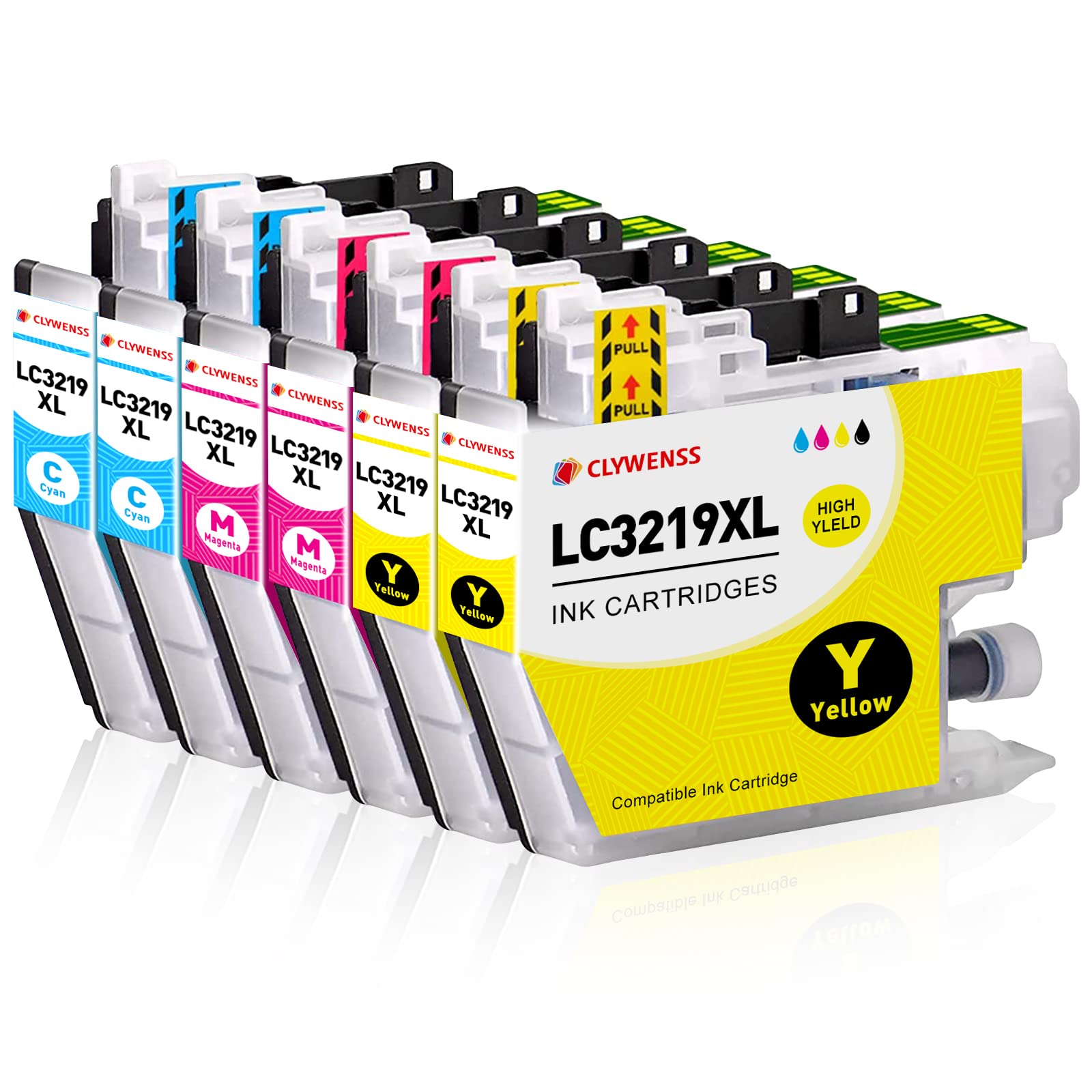 Clywenss LC3219XL Ink Cartridges Compatible with Brother LC3219XL LC3217 LC3219 Multipack for MFC-J6530DW MFC-J5335DW MFC-J6930DW MFC-J5730DW J5330DW J5930DW J6935DW Printer, 6-Pack (2C, 2M, 2Y)