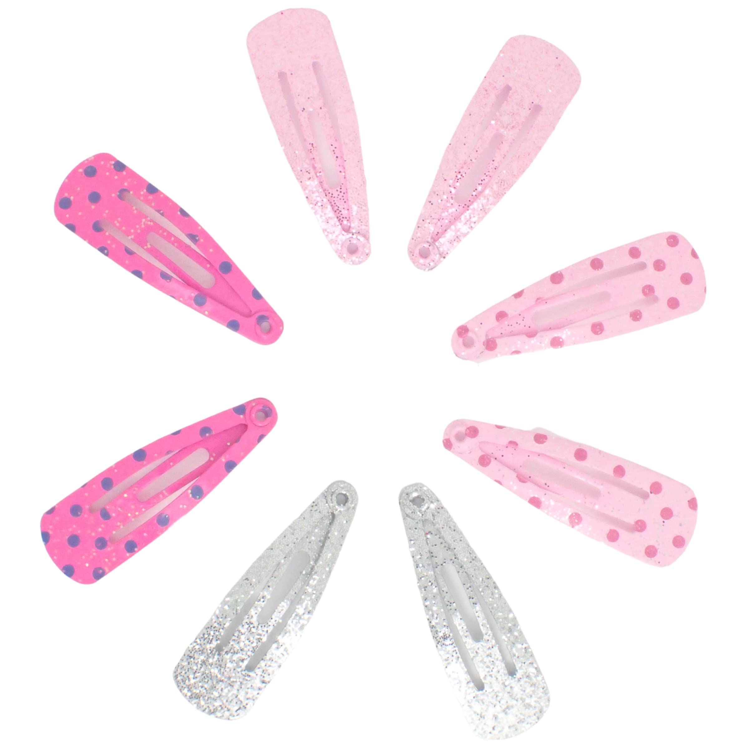 Topkids Accessories Small Mini Snap Hair Clips for Girls and Women, Girls Hair Accessories, Hair Styling Clips, Hair Slides, Mini Hair Clips, Toddler Hair Clips, Metal Hair Clips (8pc Pink Polka Dot)