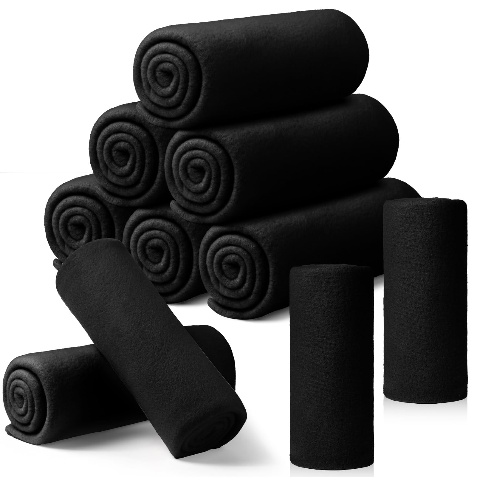 Photo 1 of Buryeah 10 Pcs Fleece Blanket Bulk Soft Warm Fleece Blankets Cozy Lightweight Throw Blankets Plush Pet Throw Blanket for Home Bed Sofa Office Wedding Gifts Travel(50" X 60",Gray Black)