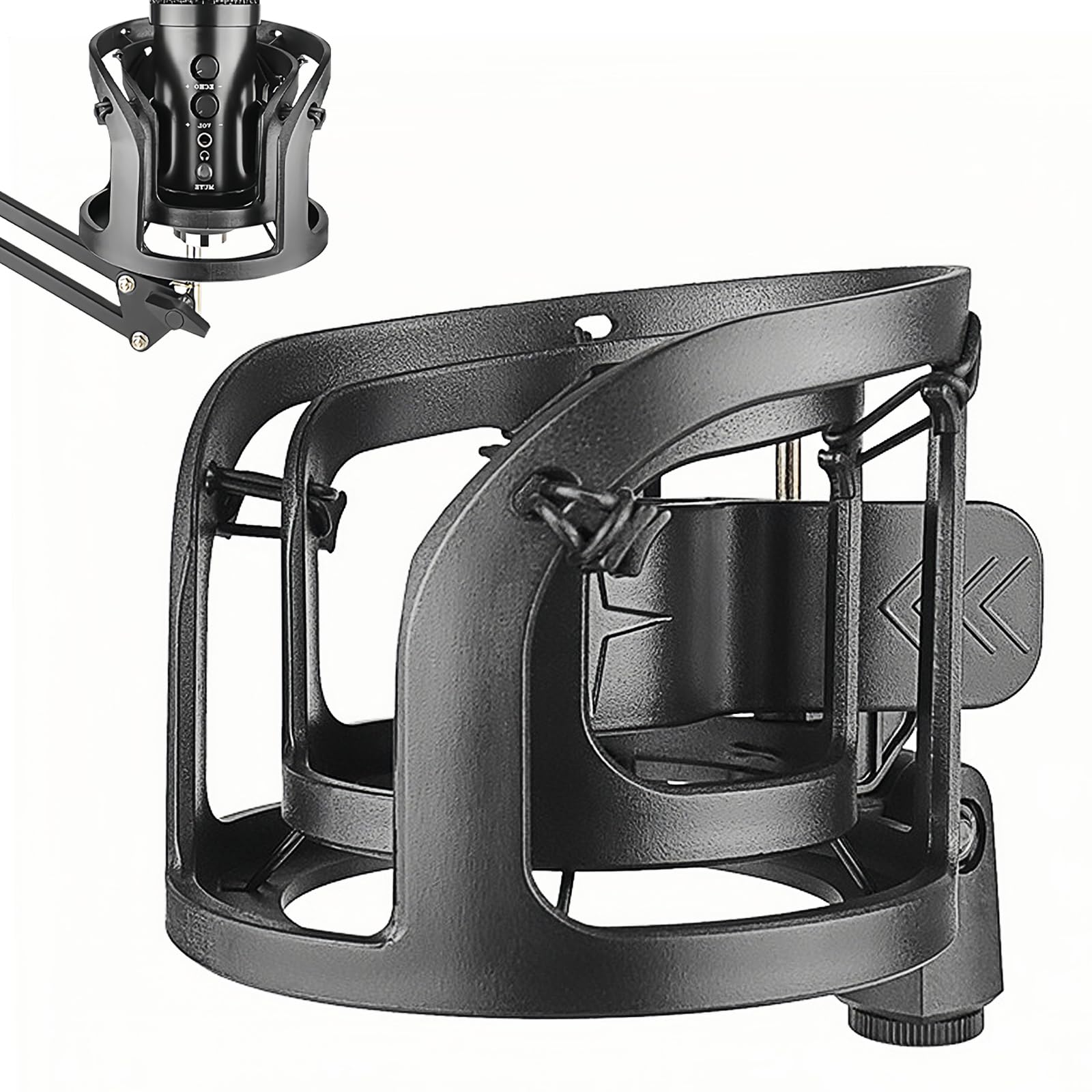 Musiin Microphone Shock Mount, Microphone Anti-Vibration Suspension Adapter clamp Compatible with Rode NT1, NT1-A, K2, XDM-100, CAD Audio GXL1800 Microphone Stand clamp (Black)