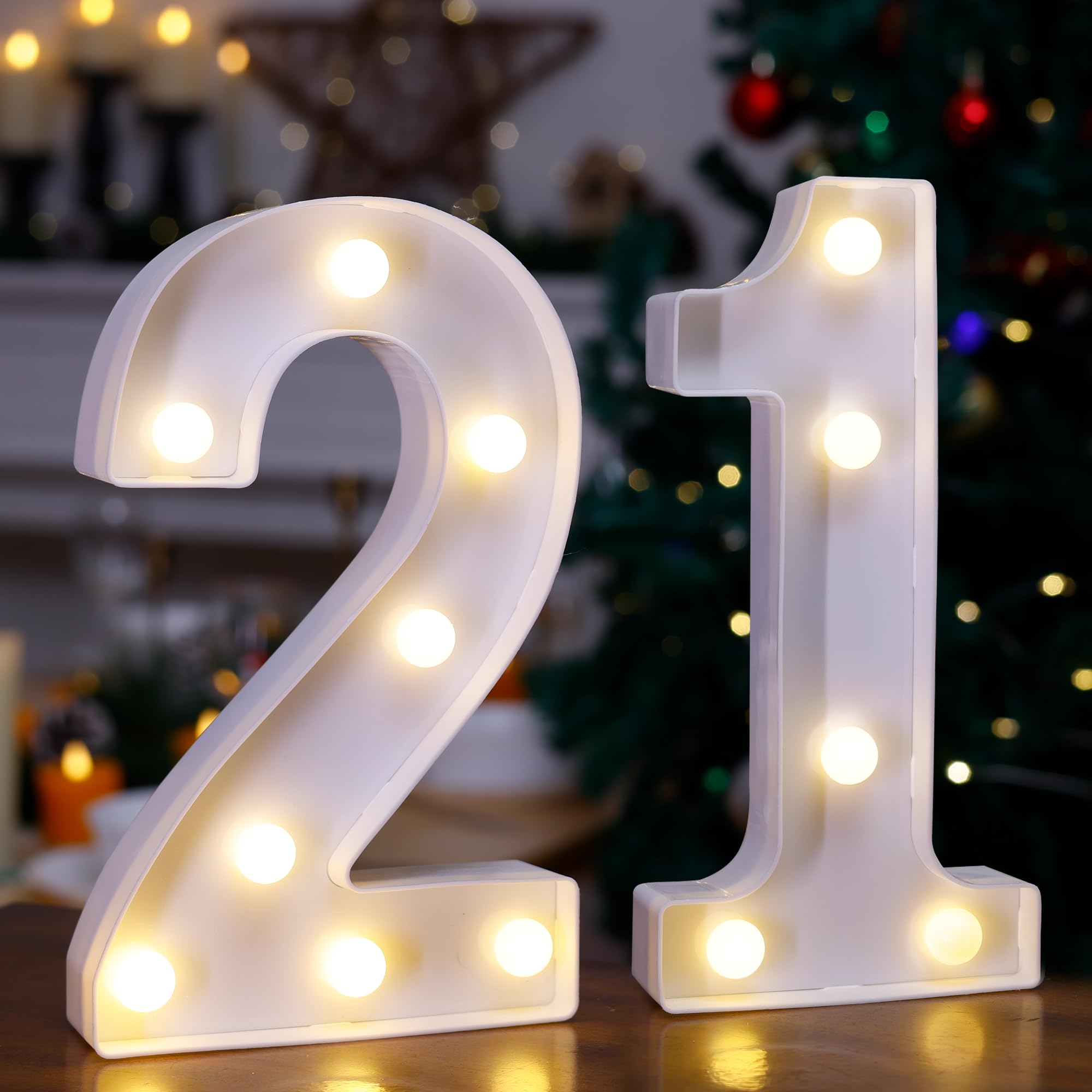 Photo 1 of 21st Birthday Decoration Light Up Letters for Her Him, Battery Powered LED Numbers Marquee Number Sign for Sweet 21st Party Home Decor Night Light