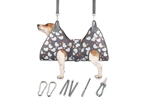 ATESON Dog Grooming Hammock for Small Dogs, Cats & Puppies - Adjustable, Mesh, Includes Nail Clippers & File