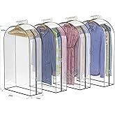 Jollygleam Upgraded Thickened Clear Garment Bags for Hanging Clothes 4 Packs, 10“ Gusseted and 40" Clothes Protectors for Han