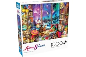 Buffalo Games - 1000 Piece Jigsaw Puzzle - Aimee Stewart - Northern Lights Cats - Winter Scene - Challenging Puzzles for Adults and Families