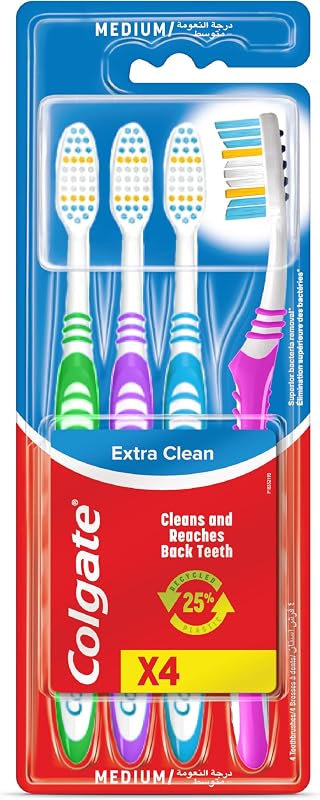 Extra Clean Zahnbürste, Medium, (1 Packung, 4 Stück)