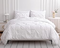 LANE LINEN White Bed Comforter Set King Size, 7