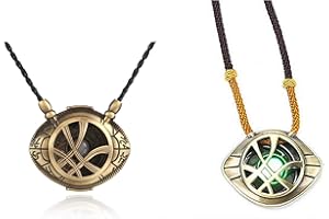 HUAWELL 2 Piece Dr Cosplay Costume Strange Necklace Eye of Agamotto Costume Prop Stone Pendant Glow in The Dark