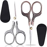 KISTARCH Small Sharp Scissors, 5 Inch Embroidery Hair Trimming Scissors | Precision Travel Tools for Facial Hair Cutting, Eyebrow, Moustache, Beard, Wigs, Sewing, Craft, Yarn, Fabric with PU Sheath